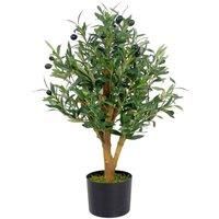 Leaf Design UK Realistic Artificial Olive Tree in Black Plastic Pot 65cm, AZ-OLIVE