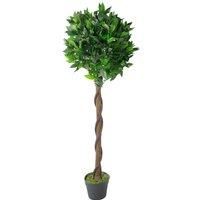 Leaf Design UK Artificial Realistic Bay Laurel Topiary Ball Tree, Green Twist, 120cm (4ft), AZ-BAY