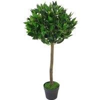 Leaf Design UK Artificial Realistic Bay Laurel Topiary Ball Tree Green, 90cm (3ft), AZ-BAY