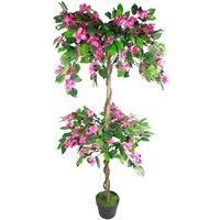 Artificial Flower Plant Tree 140cm Pink Rhododendron Real Wood Trunk