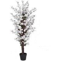 Artificial White Blossom Tree Realistic Faux House Plants 120cm 4ft