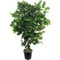 Leaf Artificial Tree/Plant, Mixed Materials, Green Ficus Bush, 90cm