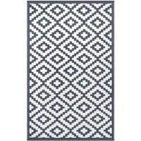 Green Decore Reversible Outdoor/Indoor Recycled Plastic Rug | Perfect for Garden, Patio, Picnic, Decking |Sunlight, Stain And Water Resistant| Nirvana Charcoal Grey/White 150x240 cm