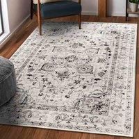 Green Decore Vernal Peoria Beige And Grey Machine Washable Rug - 90 Cm X 150 Cm
