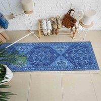Vernal Aurelia Machine washable, Non Shedding, Non Slip Area Rug for Living Room, Bedroom, Dining Room, Hallway, Kitchen, Pet Friendly, Prussian Blue, 76 cm X 243 cm