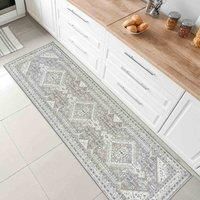 Vernal Machine Washable Non Slip Area Runner Rug High Traffic Non-Shedding Rugs for Kitchen Floor, Hallway, Bedside, Laundry Room Runners Persian Design Rugs 76 cm X 243 cm Grey