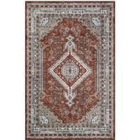 Green Decore Vernal Senglea Persian Machine washable, Non Shedding, Non Slip Area Rug for Living Room, Bedroom, Dining Room, Hallway, Entryway and Kitchen - Rust Red/Blue/Beige, 120 cm x 180 cm