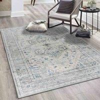 Vernal Peoria Machine washable, Non Shedding, Non Slip Area Rug for Living Room, Bedroom, Dining Room, Hallway, Kitchen, Pet Friendly, Grey/Blue/Cream, 200 cm X 300 cm
