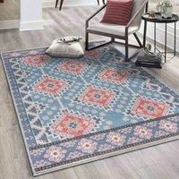 Vernal Fresno Machine washable, Non Shedding, Non Slip Area Rug for Living Room, Bedroom, Dining Room, Hallway, Kitchen, Pet Friendly, Blue, Red, Grey, 200 cm X 300 cm