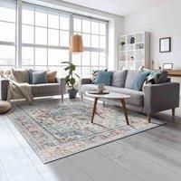 Vernal Atticus Machine washable, Non Shedding, Non Slip Area Rug for Living Room, Bedroom, Dining Room, Hallway, Kitchen, Pet Friendly, Aqua Blue/Regal Purple/Cream, 152 cm X 213 cm