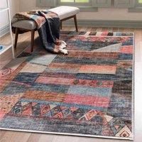 Vernal Colaj Machine washable, Non Shedding, Non Slip Area Rug for Living Room, Bedroom, Dining Room, Hallway, Kitchen, Pet Friendly, Blue/Pink & Beige, 120 cm X 180 cm