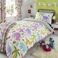 HLC Girls Dinosaur Park Jurassic White Reversible Duvet Cover Curtains Throw