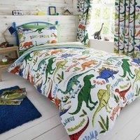 HLC Boys Girls Dinosaur Park Jurassic Green Reversible Duvet Cover Curtains