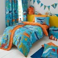 Happy Linen Company Girls Boys Kids Ocean Friends Sealife Blue Single Reversible Duvet Cover Bedding Set