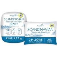 Snuggledown Luxurious Hotel King Size Duvet - 4.5 Tog Premium Lightweight Summer Quilt for Night Sweats, 2 Medium Pillows - Soft Touch Cover, Hypoallergenic, Machine Washable, Size (225cm x 220cm)