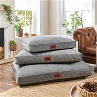 Slumberdown Dog Bed Medium Washable - Raised Anti Anxiety Calming Cat/Puppy Beds, Orthopaedic Dog Crate Mattress for Small/Medium Pet & Adults - Anti Slip Human Dog Bed, Soft Removable Cover, Navy