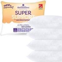 Slumberdown Super Support White Pillows Pack of 4 Firm Support Designed for Back and Side Sleepers Bed Pillows