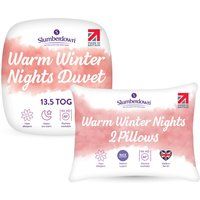Slumberdown Warm Winter Nights King Size Duvet 13.5 Tog & 2 Pillows - Thick & Cosy Quilt for Cold Weather | Soft Touch Cover, Non-Allergenic, Washable UK-Made Bedding (225 x 220cm)