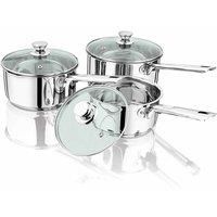Penguin Home Stainless Steel Saucepans with Glass Lids and Riveted Steel Handles