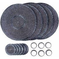 Penguin Home® Set of 18 Glass Beaded Placemats, Coasters and Napkin Rings - Grey and Charcoal Colour - Round Placemats - Handcrafted by skilled Indian artisans - Diameter - 32 cm (13")