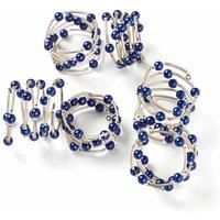 Penguin Home® Set of 6 Handcrafted Bangle Style Beaded Napkin Rings |Beads on Iron Mesh|Blue|Napkin Holder Set for Dining Wedding Party Table Settings Decorations |Diameter 4.5 cm| Height : 2.8 cm|