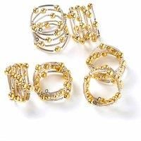 Penguin Home® Set of 6 Handcrafted Bangle Style Beaded Napkin Rings |Beads on Iron Mesh|Yellow|Napkin Holder Set for Dining Wedding Party Table Settings Decorations |Diameter 4.5 cm| Height : 2.8 cm|