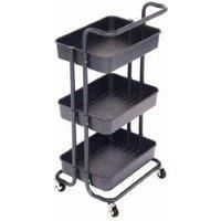 NEW! 3 Tier Black Household Kitchen Bathroom Storage Trolley Cart Shelf