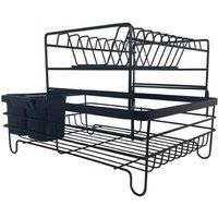 Deluxe 2-Tier Multifunctional Dish Drainer Rack With Cutlery Holders