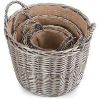 Red Hamper Willow Extra Large Antique Wash Finish Lined Wicker Log Basket