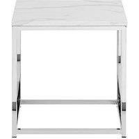 Julian Bowen Scala Lamp Table, White Marble/Chrome