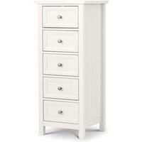 Julian Bowen Maine 5 Drawer Tall Chest of Drawers in White