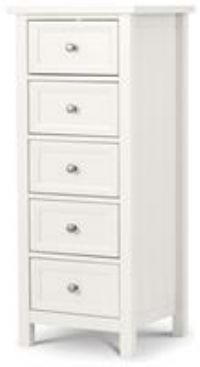 Julian Bowen Maine 5 Drawer Tall Chest of Drawers in White