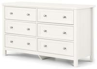 Julian Bowen Maine 6 Drawer Wide Chest of Drawers in White