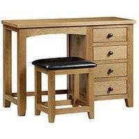 Julian Bowen Marlborough Ready Assembled Solid Oak/Oak Veneer Single Pedestal Dressing Table And Stool Set