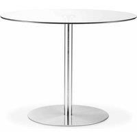 MILAN ROUND GLASS BRUSHED STEEL PEDESTAL TABLE