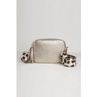 'Verona' Crossbody Tassel Bag With Leopard Strap