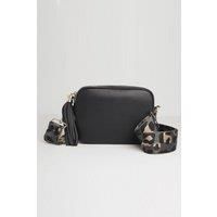 'Verona' Crossbody Tassel Bag with Dark Leopard Strap