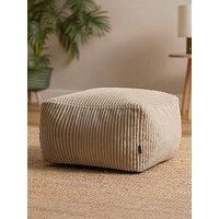 icon Amara Cord Bean Bag Footstool, Beige, Pouffe Footstool with Filling Included, Footrest, Bedroom, Living Room, Living Room Furniture