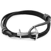 Admiral Anchor Silver and Flat Leather Bracelet