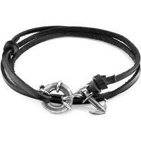 Clyde Anchor Silver and Flat Leather Bracelet