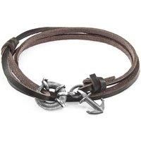 Clyde Anchor Silver and Flat Leather Bracelet
