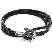 Union Anchor Silver and Flat Leather Bracelet