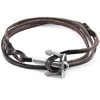 Union Anchor Silver and Flat Leather Bracelet