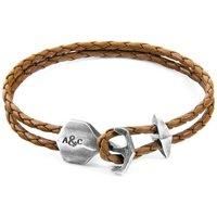 Delta Anchor Silver and Braided Leather Bracelet