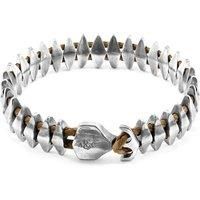 ANCHOR & CREW Men's Delta Anchor Maxi Silver & Braided Leather Bracelet in Brown | Size: 21 cm