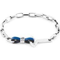 Frigate Anchor Silver and Flat Leather Bracelet