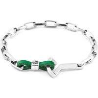 ANCHOR & CREW Men's Frigate Anchor Silver & Flat Leather Bracelet in Green | Size: 23 cm