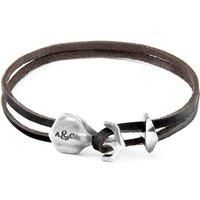 Delta Anchor Silver and Flat Leather Bracelet
