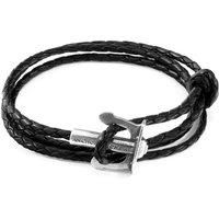 Union Anchor Silver and Braided Leather Bracelet