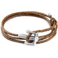 Union Anchor Silver and Braided Leather Bracelet